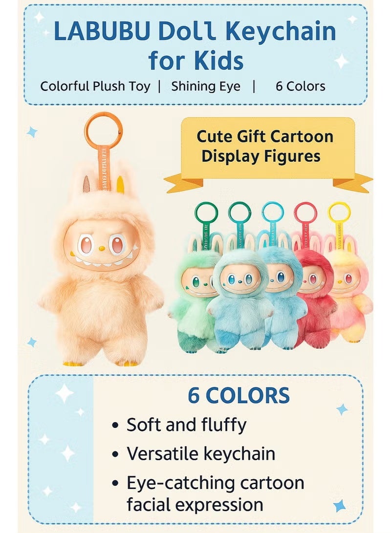 Labubu The Monsters Plush Doll Keychain Set 6 Pcs – Bing Into Energy Cute Vinyl Face Stuffed Animal Bag Charms with Hanging Loop | Fluffy Kawaii Backpack Pendant & Car Ornament | Colorful Collectible Art Toy Gift for Girls & Teens - Image 2