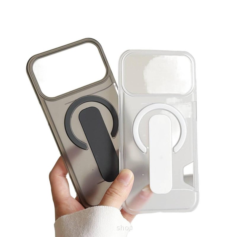 BB غطاء MagSafe بPlastic لـ iPhone 16 / 16 Plus / 16 Pro / 16 Pro Max مع حامل بطاقات وحامل قابل للطي مع مغناطيس قوي مع ملمس غير لامع باللون Frosted Clear مغناطيسي بوظيفة حامل من البل. - Image 2