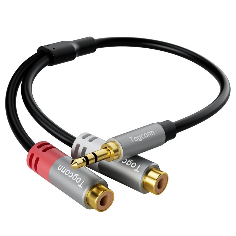 Togconn 3.5mm to 2 RCA Audio Y-Splitter Cable 0.6 Feet, 1/8 Inch (3.5mm) TRS Stereo Male to Dual RCA Female Hi-Fi Sound Auxiliary Y Adapter Converter Connector for iPhone, Tablet Computer, MP3, Speaker - Image 1