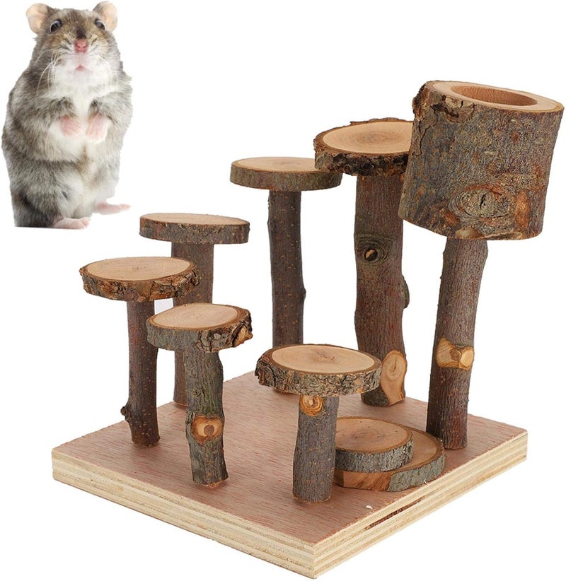 woobles Small Pet Climbing Ladder Step Natural Applewood Fitness Exercise Feeder Chew Toy Wooden Cage Supplies[S], Hamster Wooden Ladder LaddersCages & Accessories - Image 3