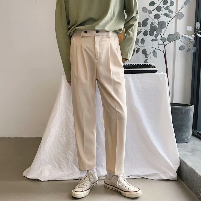 Pendant Sense Loose Straight Pants Iron-Free Tr Casual Pants Korean-Style Trendy Three-Dimensional Cropped Cropped Cropped Trousers - Image 2