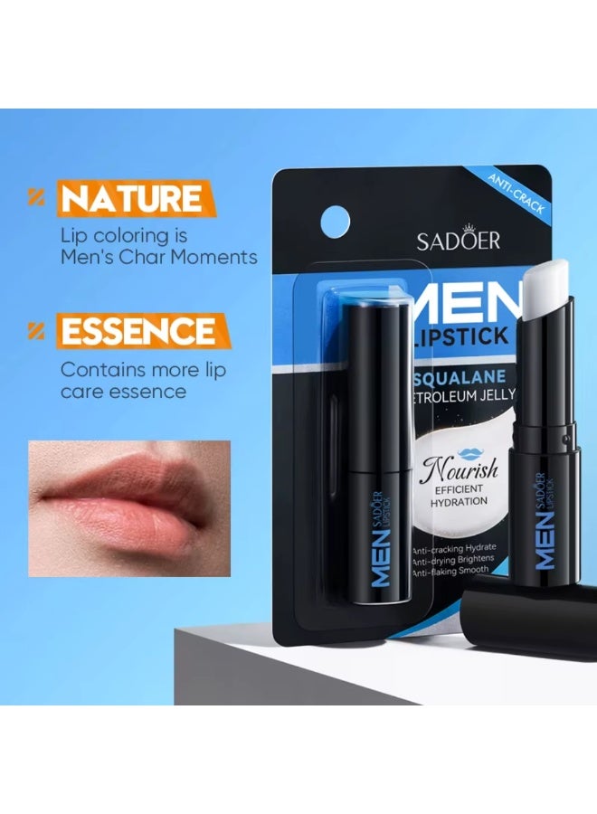 SADOER Squalane Men Lip Balm Nourishing Hydrating Anti-cracking Hydrate Anti-drying Brightens Anti-flaking Smooth Moisturizing Petroleum Jelly Squalane Lip Balm 2.7G - Image 2
