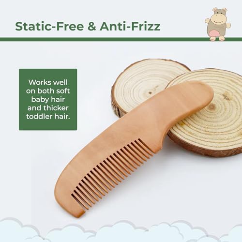TONY STARK Baby Wood Comb for Infants, Wide Tooth Wooden Comb Newborn Baby Essentials, Non Static Bristles baby grooming comb - Image 2