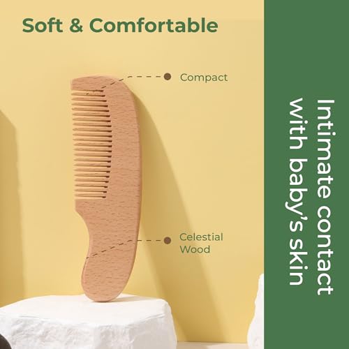 TONY STARK Baby Wood Comb for Infants, Wide Tooth Wooden Comb Newborn Baby Essentials, Non Static Bristles baby grooming comb - Image 4
