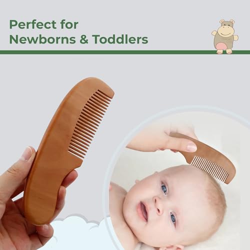 TONY STARK Baby Wood Comb for Infants, Wide Tooth Wooden Comb Newborn Baby Essentials, Non Static Bristles baby grooming comb - Image 3