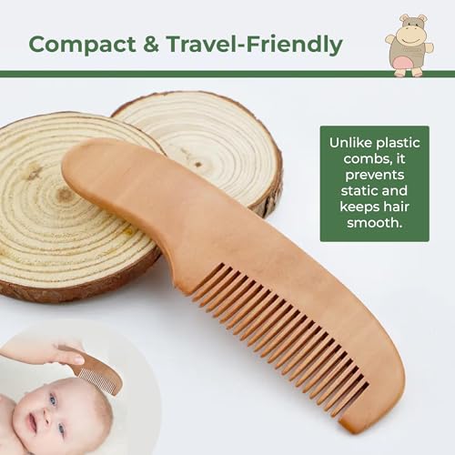 TONY STARK Baby Wood Comb for Infants, Wide Tooth Wooden Comb Newborn Baby Essentials, Non Static Bristles baby grooming comb - Image 5