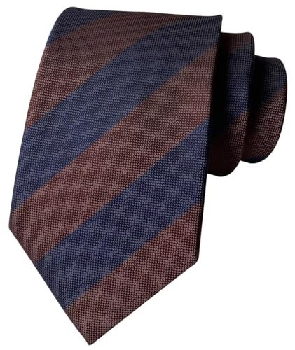 Ctskyte Men's Preppy Stripe Ties Modern Menswear Elegant Luxury Unique Slim Neckties in Navy and Chocolate Brown - Image 2