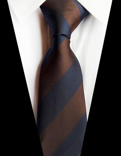 Ctskyte Men's Preppy Stripe Ties Modern Menswear Elegant Luxury Unique Slim Neckties in Navy and Chocolate Brown - Image 3