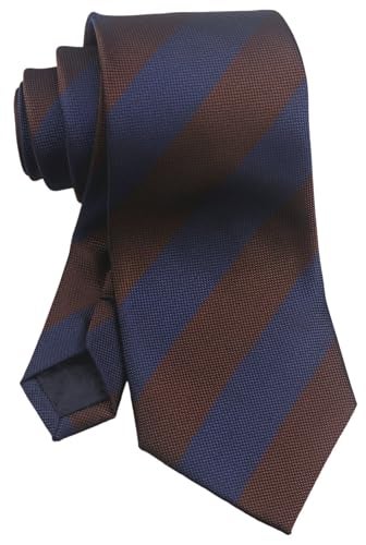 Ctskyte Men's Preppy Stripe Ties Modern Menswear Elegant Luxury Unique Slim Neckties in Navy and Chocolate Brown - Image 4
