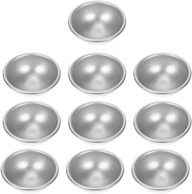 TIDTALEO 10Pcs Semi-Sphere Aluminum Alloy Bath Salt Molds DIY Crafting Baking Pudding Soap Mold for Handmade Bath Bombs Medium Size 5.8X2.8Cm - Image 1