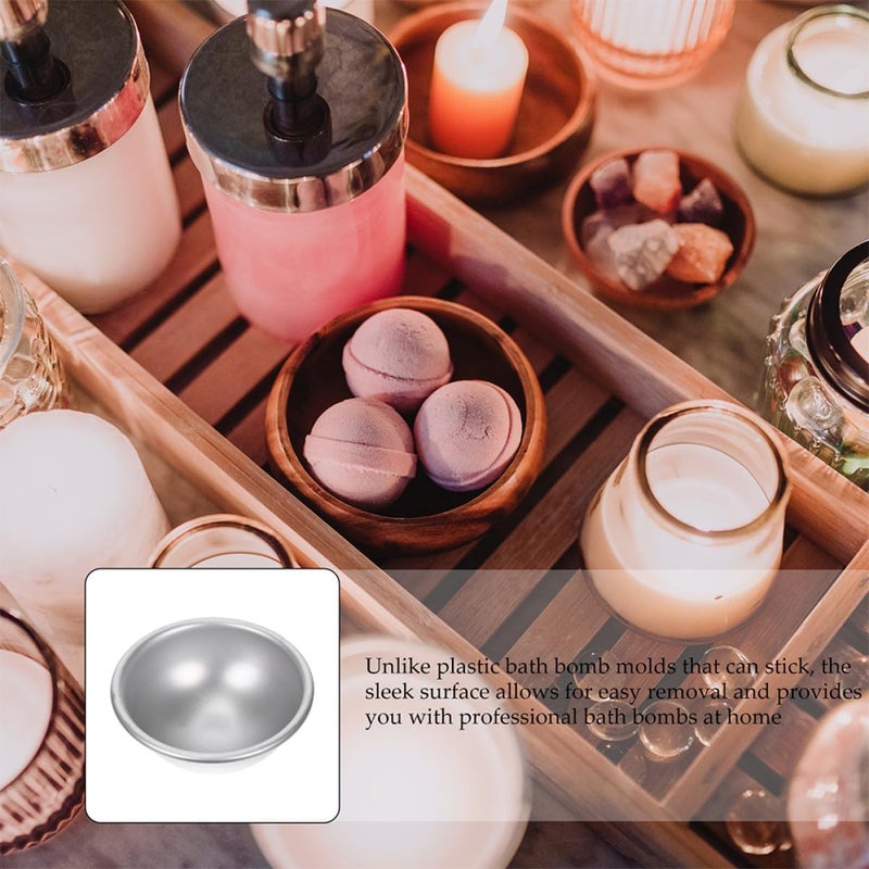 TIDTALEO 10Pcs Semi-Sphere Aluminum Alloy Bath Salt Molds DIY Crafting Baking Pudding Soap Mold for Handmade Bath Bombs Medium Size 5.8X2.8Cm - Image 4