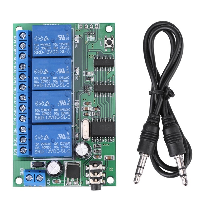 songle 4 Channel DTMF Relay Controller DC 12V with Reverse Polarity Protection - 8 Modes Momentary Toggle Latch Delay 10A Load for Home Automation - Image 1