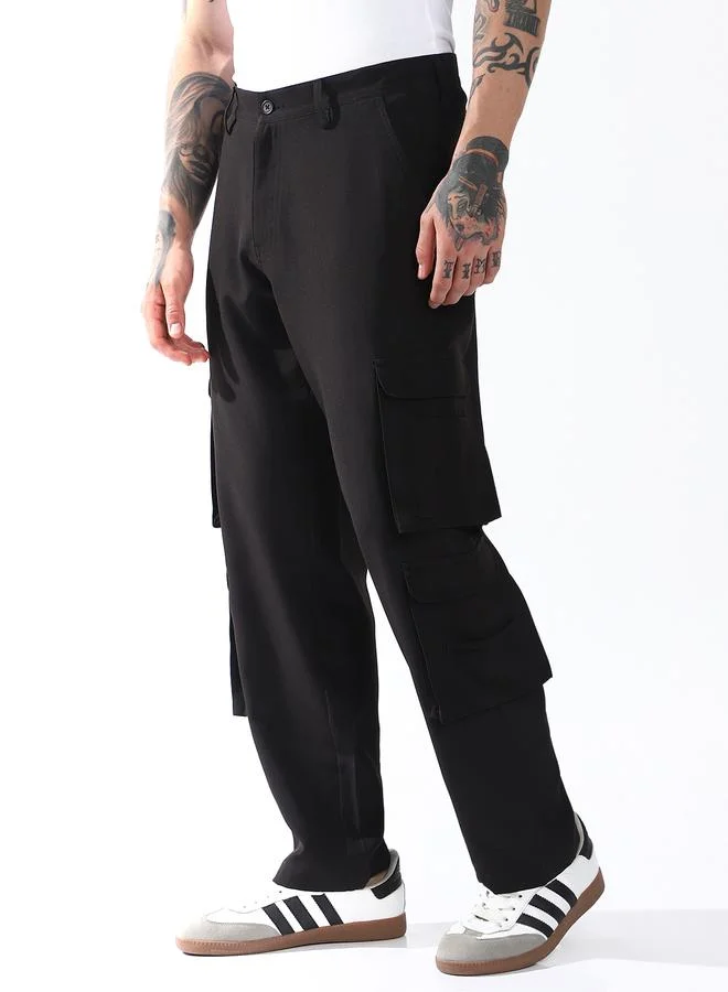 Hubberholme Men Relaxed Straight Leg Heavy Utility Cargo Korean Pants