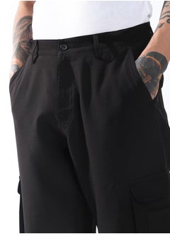 Hubberholme Relaxed Fit Black 95% polyester 5% spandex Solid Woven Cargo with Button Closure Full Length - Ideal for Streetwear - A Must-Have for Your Wardrobe!  - Image 5