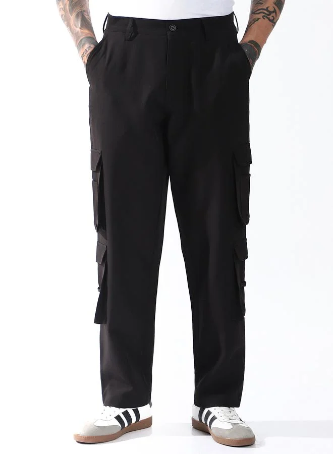 Hubberholme Men Relaxed Straight Leg Heavy Utility Cargo Korean Pants