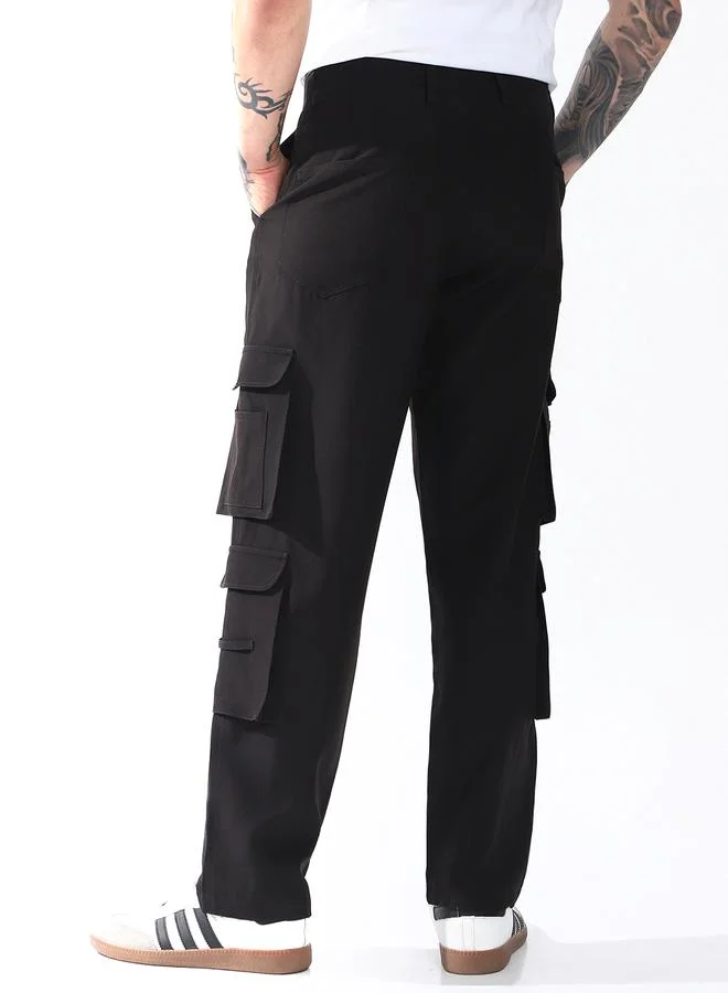 Hubberholme Men Relaxed Straight Leg Heavy Utility Cargo Korean Pants