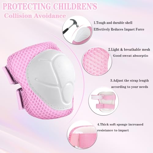 FOOKCIAN Kids/Youth Knee Pads and Elbow Pads Set for Kids 3-14 Years Boys Girls Protective Gear Set Adjustable Knee Pads, Elbow Pads, Wrist Guards Skateboard Skating Skiing Cycling Biking Running Scooter - Image 2