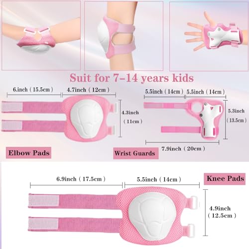 FOOKCIAN Kids/Youth Knee Pads and Elbow Pads Set for Kids 3-14 Years Boys Girls Protective Gear Set Adjustable Knee Pads, Elbow Pads, Wrist Guards Skateboard Skating Skiing Cycling Biking Running Scooter - Image 3
