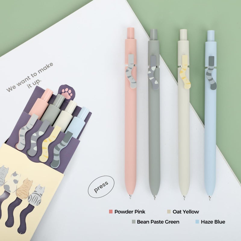Ddaowanx Cute Cat Pens, 4 Pcs 0.5mm Quick Dry Black Ink Gel Pens Fine Point Smooth Writing Pens, Cat Lover Gifts for Women Men - Image 4