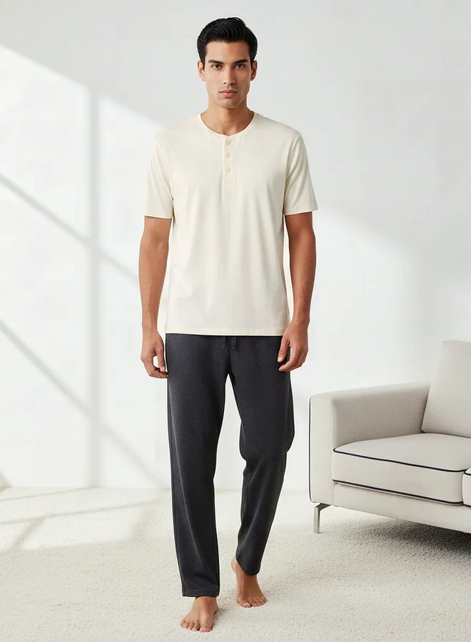 Splash FAV Men Cotton Henley Neck Nightwear Set