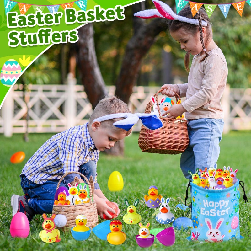 ANGGIKO 24 Pcs Prefilled Easter Eggs with Easter Rubber Ducks, Easter Basket Stuffers Party Favors, Fun Bath Toys Jeep for Ducks, Easter Egg Hunt, Holiday Classroom Gifts Prizes for Kids Toddler - Image 4