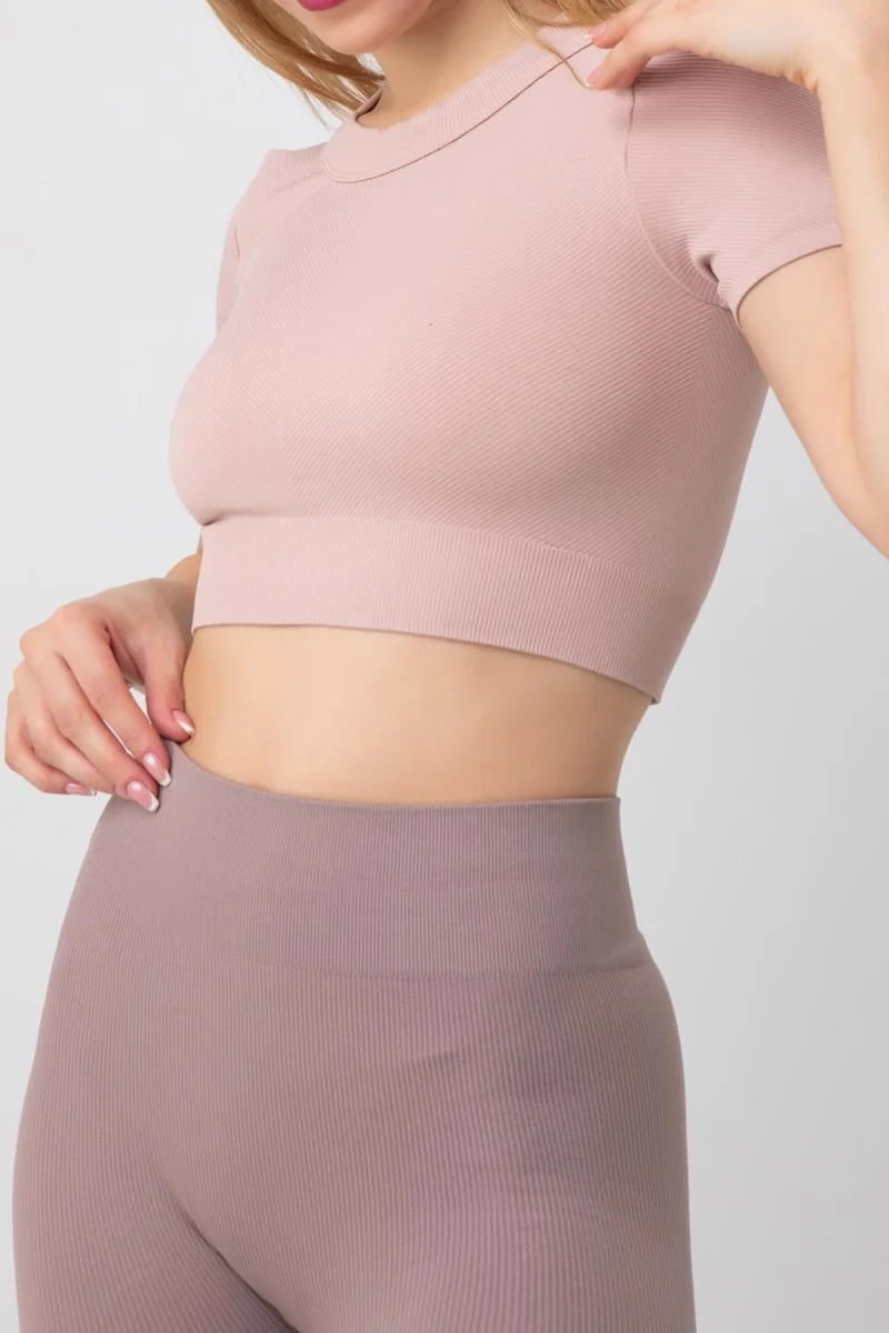 Gigotto Doremi Seamless Ribbed Sports Crop T-Shirt