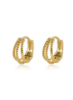 18K Gold Three Layer Fried Dough Twists Line Earrings For Women