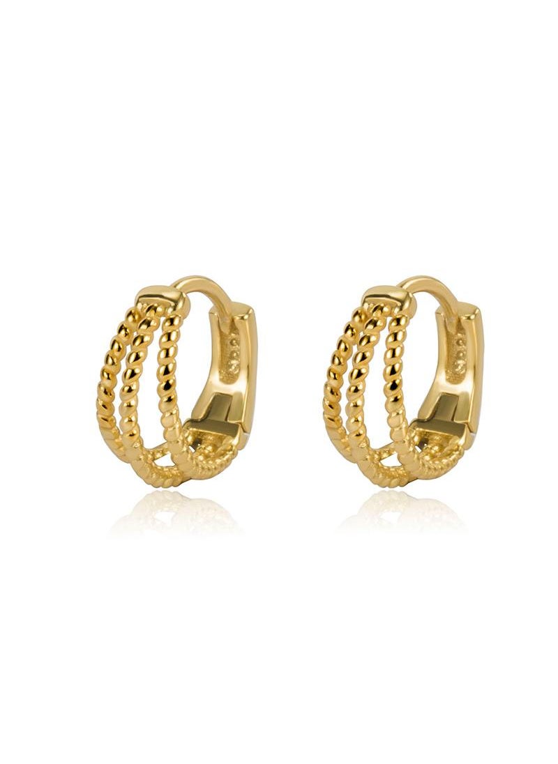 Y&D - 18K Gold Three Layer Fried Dough Twists Line Earrings For Women - Image 1