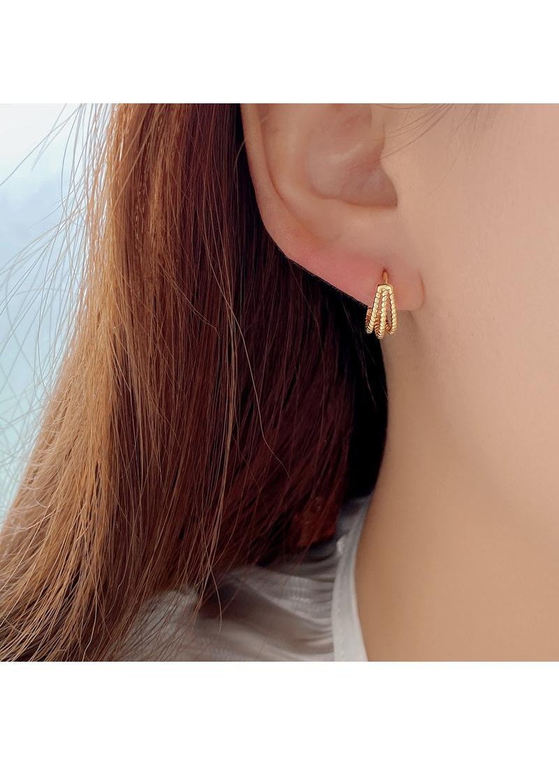 Y&D - 18K Gold Three Layer Fried Dough Twists Line Earrings For Women - Image 1