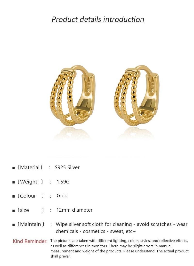 Y&D - 18K Gold Three Layer Fried Dough Twists Line Earrings For Women - Image 1