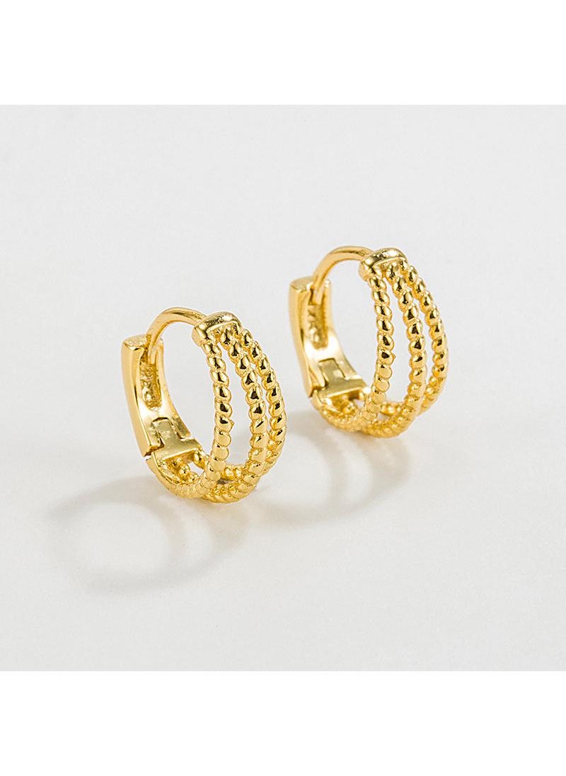 Y&D - 18K Gold Three Layer Fried Dough Twists Line Earrings For Women - Image 1
