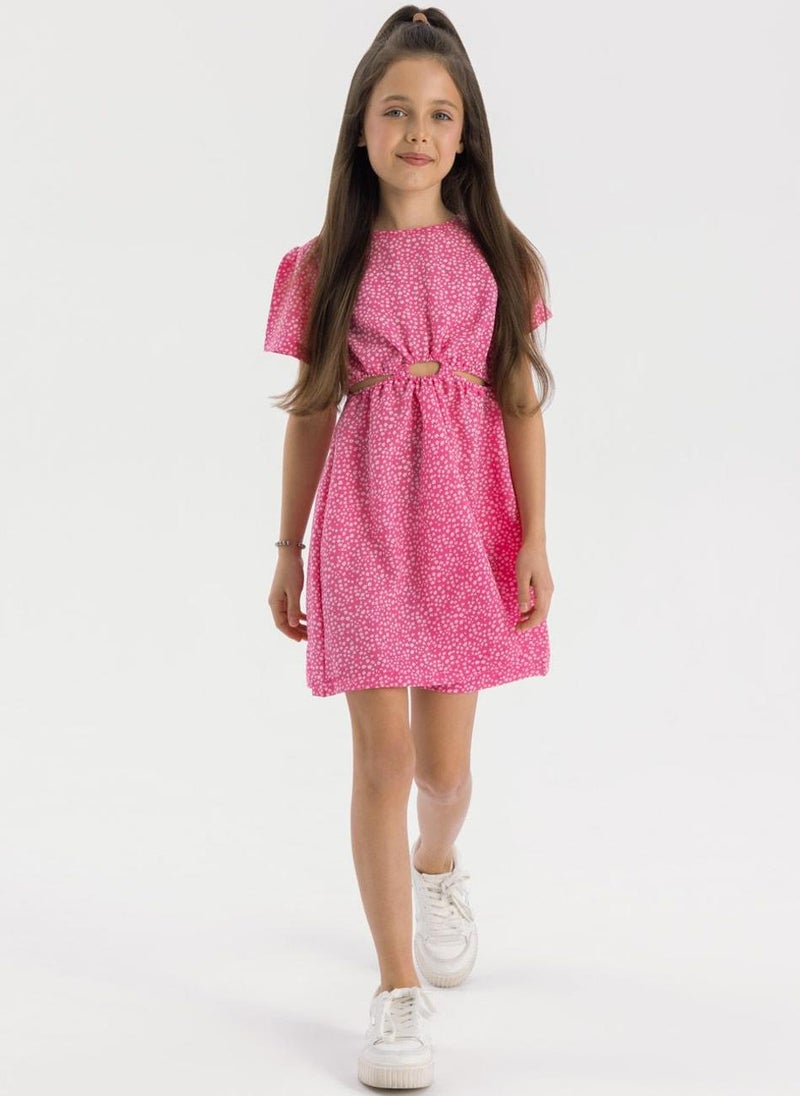 مينوتي فستان بناتي بأكمام قصيرة وخصر مطاطي - Image 1