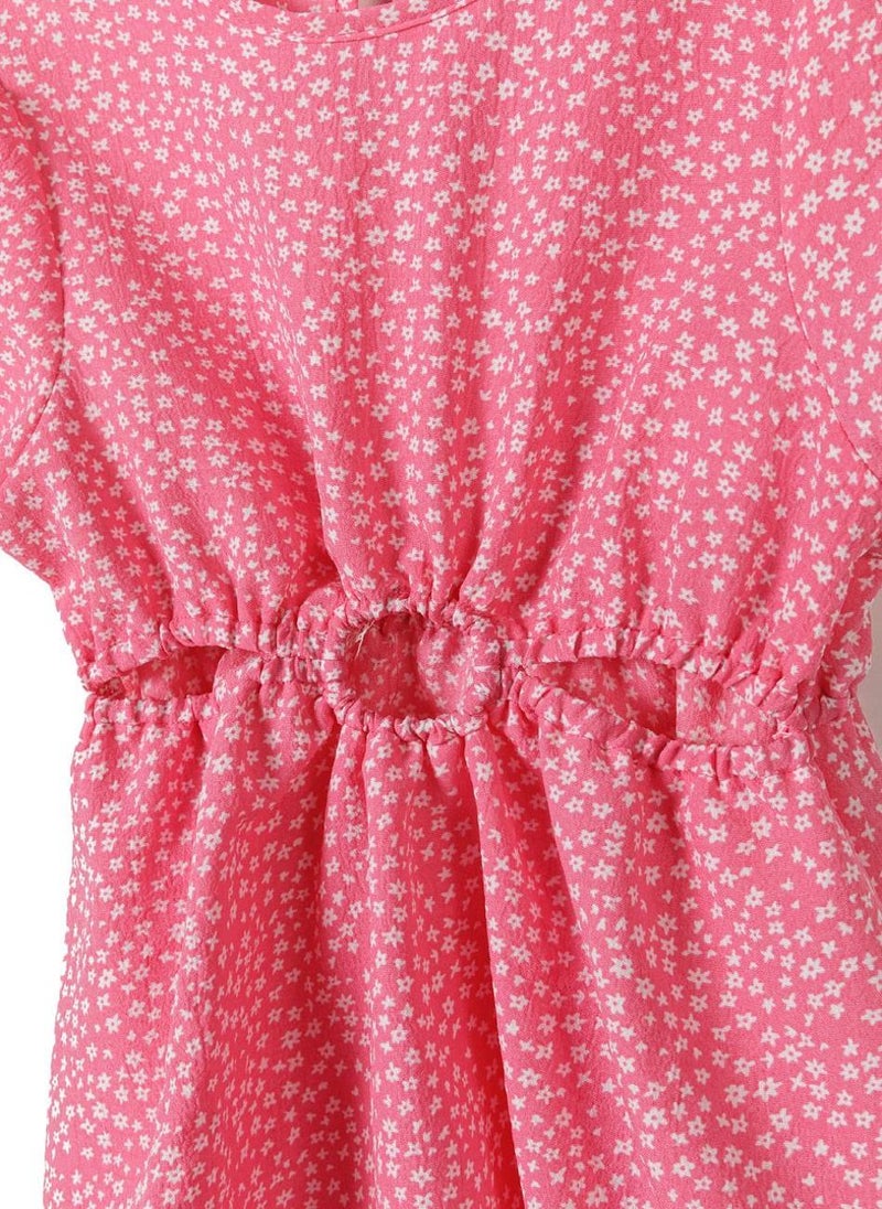 مينوتي فستان بناتي بأكمام قصيرة وخصر مطاطي - Image 4