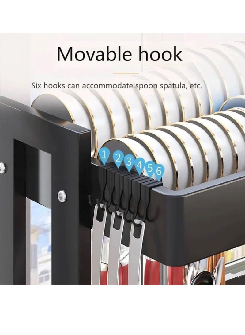 Bukela 64 – 100 CM Length Adjustable Over The Sink Dish Rack Extra Heavy Duty Adjustable Length and Height Large Dish Drying Stand Drainer with Utensil Holder for Kitchen Countertop Organizer - Image 5