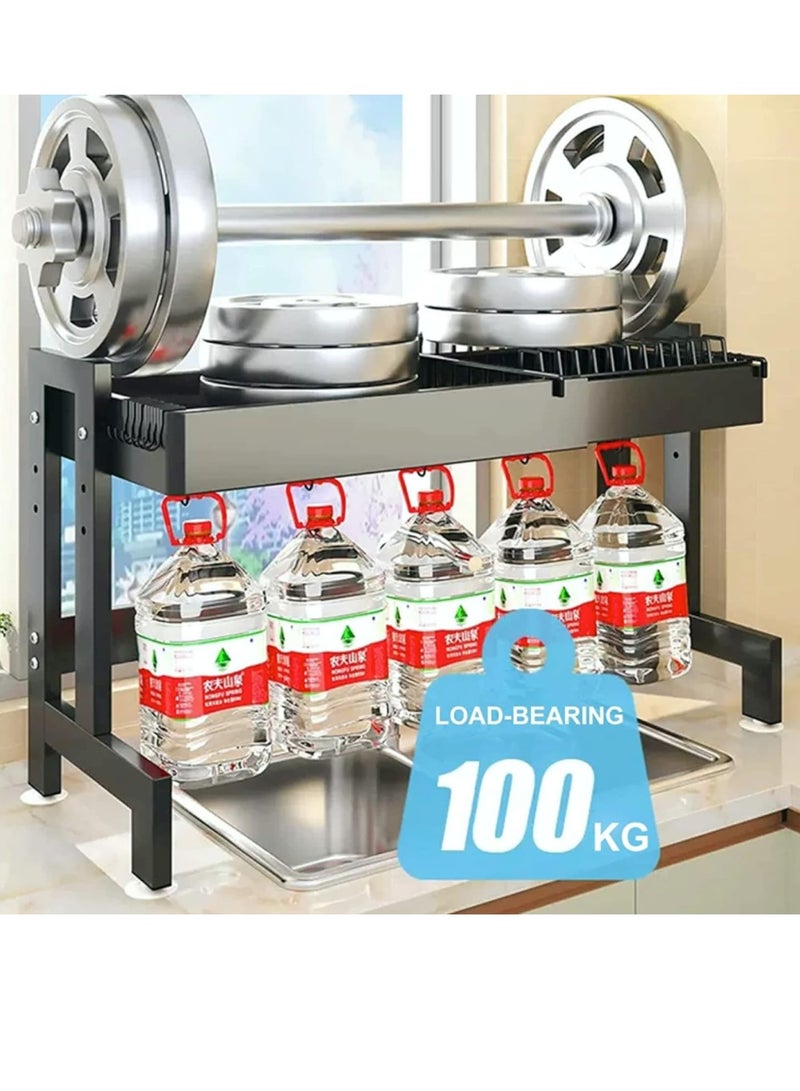 Bukela 64 – 100 CM Length Adjustable Over The Sink Dish Rack Extra Heavy Duty Adjustable Length and Height Large Dish Drying Stand Drainer with Utensil Holder for Kitchen Countertop Organizer - Image 4