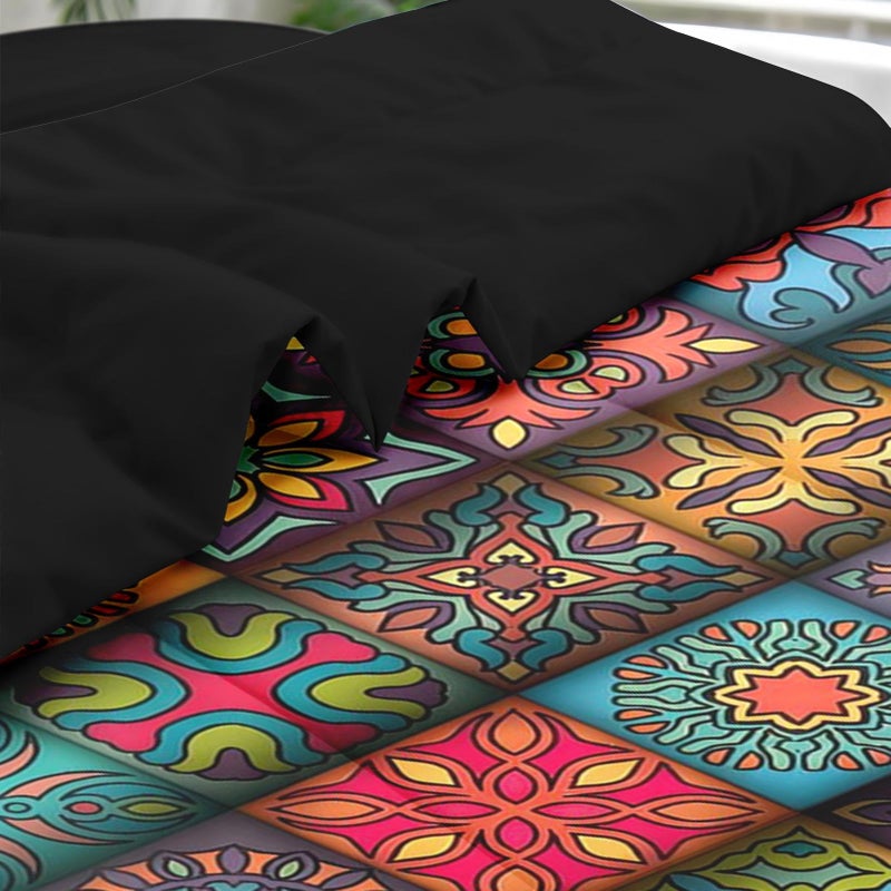 Pamnest Comforter Set King Size, Colorful Vintage Floral 7 Pcs Bedding for Kids and Adults, Mandala Bohemian Flower Bed Sheet Sets with Fitted Sheet 2 Pillowcases & 2 Shams for Bedroom Bed Decor - Image 5