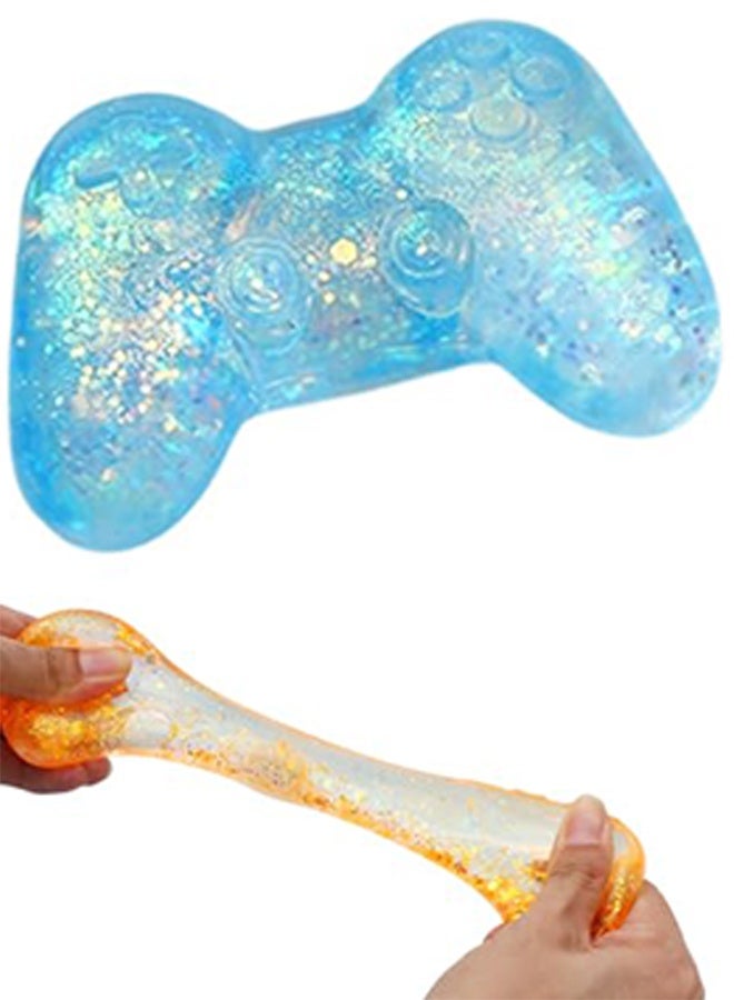 Blue Gamepad Shaped Glitter Stress Relief Squishy Fidget Toy for Adults - Image 1