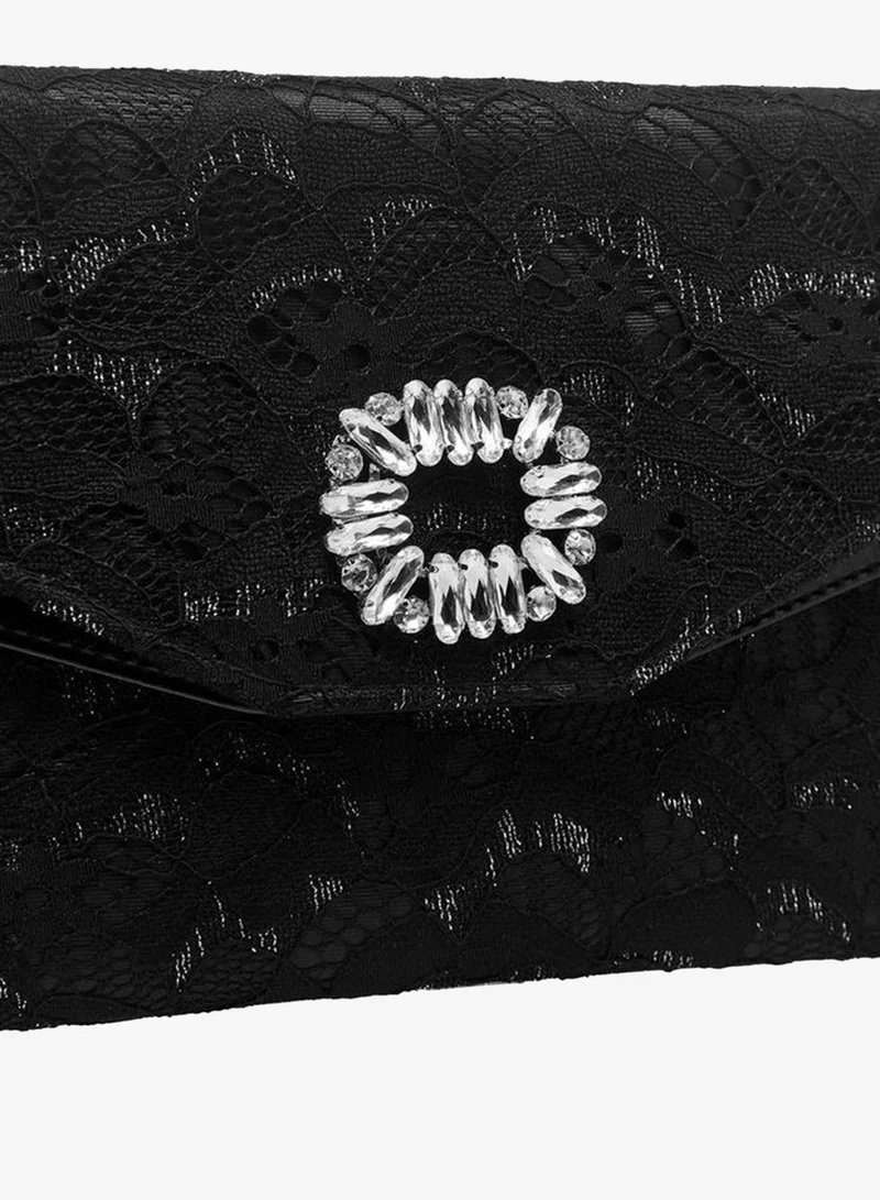 Celeste BLACK Embellished Clutch with Chain Strap for Women | Best Price UAE