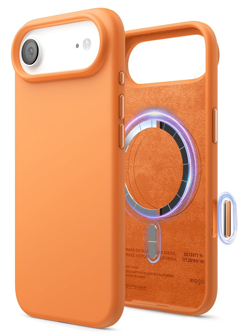 Elago Magnetic Liquid Silicone for iPhone 17 Air case cover [Camera Control Button Cover] compatible with MagSafe Shockproof - Orange - Image 1