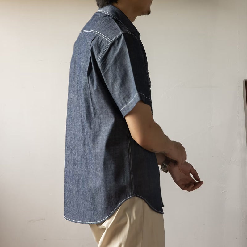 Japanese Retro Work Shirt Summer American Western Cowboy Shirt Short-Sleeved Loose Jacket Lapel Shirt - Image 4