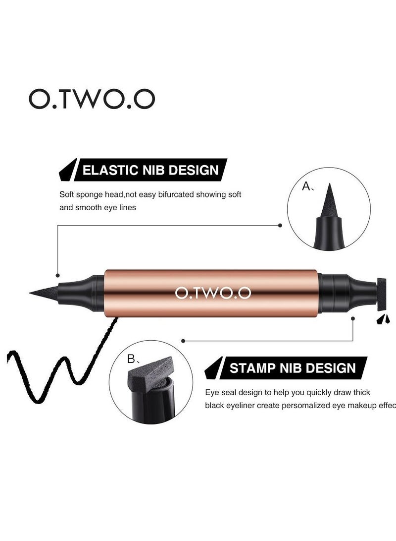 O.TWO.O Dual-Ended Waterproof Liquid Eyeliner Pencil, Black, 2.8g - Image 2