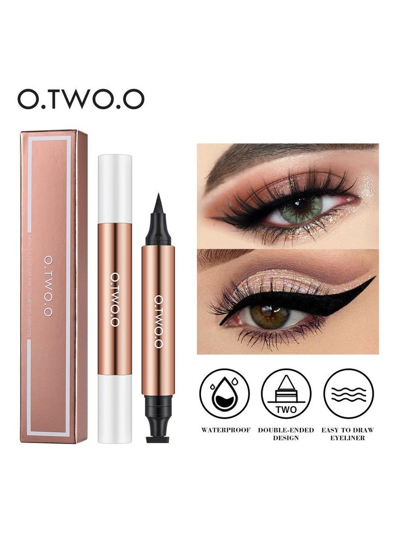 O.TWO.O Dual-Ended Waterproof Liquid Eyeliner Pencil, Black, 2.8g - Image 3