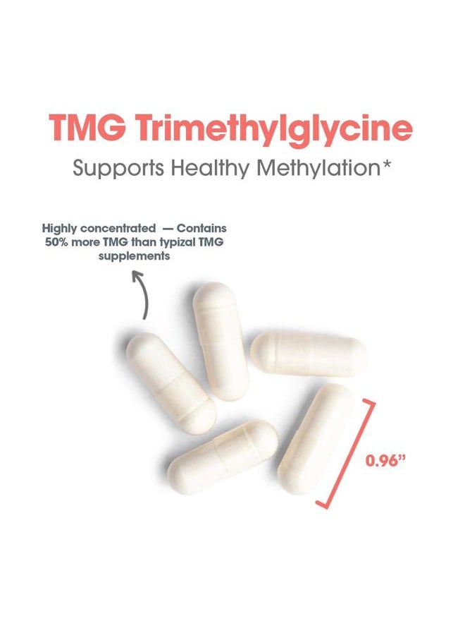 Allergy Research Group - TMG Trimethylglycine 750mg Supplement - Betaine Anhydrous, Supports Healthy Methylation, Promotes Healthy Homocysteine Levels, Hypoallergenic, Vegetarian Capsules - 100 Count - Image 1