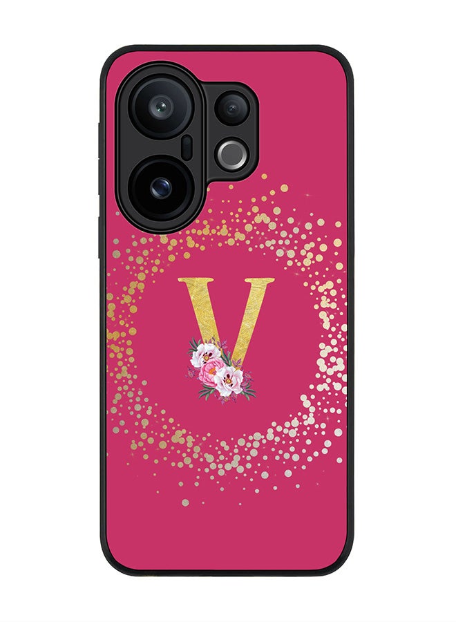 Stylizedd For vivo X200 FE / S30 Pro mini Case,Slim fit Camera Protection, Shockproof Thin Phone cover  - Custom Monogram Floral - V ( Deep Pink )