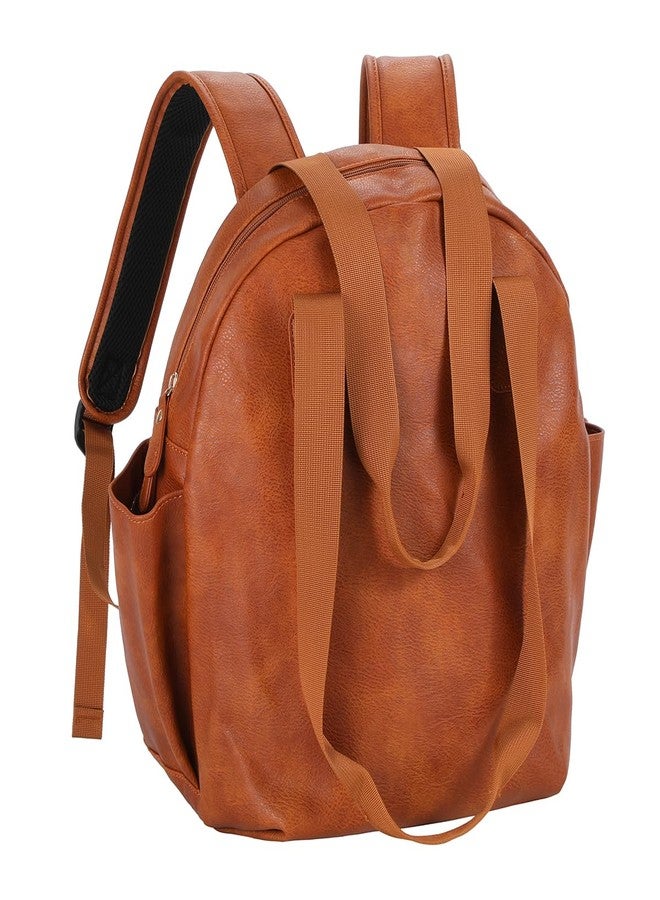 Lasaviin Stylish Diaper Bag Backpack, Leather Large Capacity Travel Baby Diaper Bag Tote for Mom Dad, Handbag shoulder bag, Waterproof, Lightweight Brown - Image 1