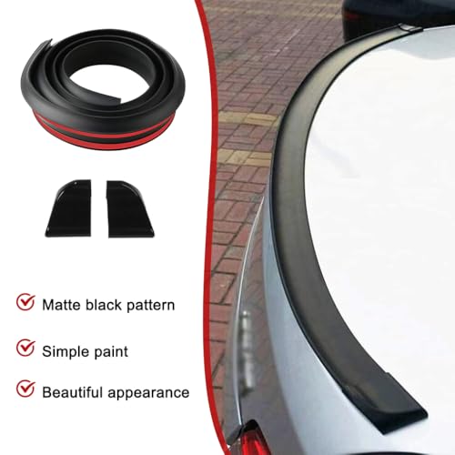 STHIRA® 4.5CM Wide 1.5M Spoiler for Car Universal Matte Black Car Spoiler Lip Kit, Rubber Trunk Strip Bar for Enhanced Aerodynamics Stylish Spoiler for Sedan Car Upgrade Car Spoiler Fits Most Cars - Image 4