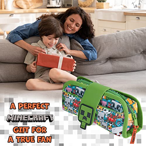 MINECRAFT حافظة أقلام ماينكرافت للأولاد والبنات، مستلزمات مدرسية للاعبين الأطفال متعددة المقصورات مع حقيبة أقلام بسحاب قابلة للفصل 2 في 1 - Image 3