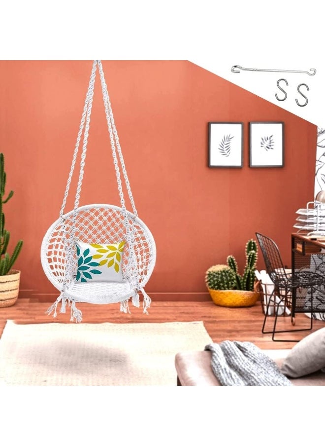 Generic Store Home Swing for Adults & Kids | Suitable for Living Room, Balcony, and Outdoor | Capacity Upto 120 Kgs | Includes Free Hanging Accessories | Handmade Swing with Premium Cotton Rope  - Image 1