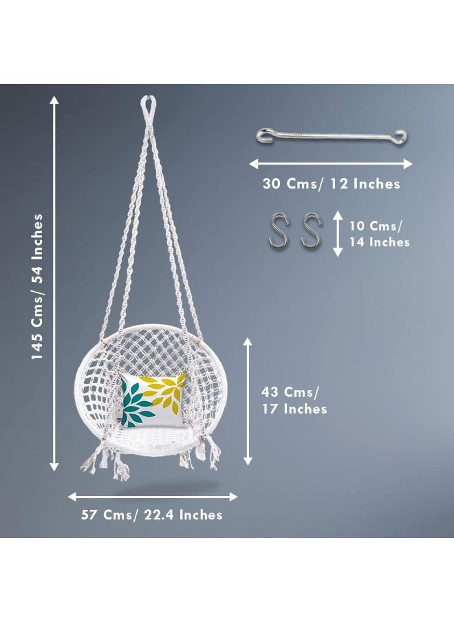 Generic Store Home Swing for Adults & Kids | Suitable for Living Room, Balcony, and Outdoor | Capacity Upto 120 Kgs | Includes Free Hanging Accessories | Handmade Swing with Premium Cotton Rope  - Image 2