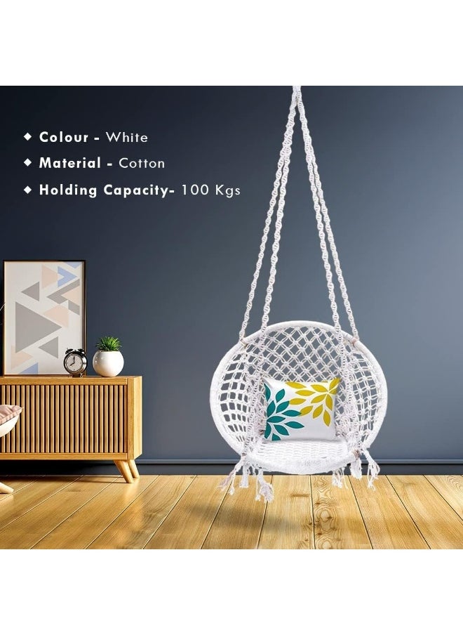 Generic Store Home Swing for Adults & Kids | Suitable for Living Room, Balcony, and Outdoor | Capacity Upto 120 Kgs | Includes Free Hanging Accessories | Handmade Swing with Premium Cotton Rope  - Image 3